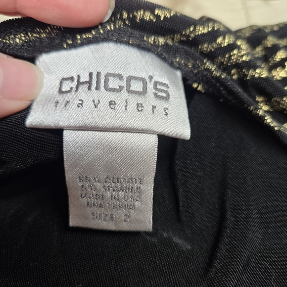 Chico's Travelers Womens Animal Print Tank Top Black and Gold Size Large - Picture 3 of 4